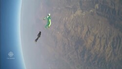 Skydiver completes jump without a parachute (courtesy: Mondelez International) News Clip