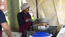 People attend busy farmers market during covid-19 local Birmingham lockdown News Clip