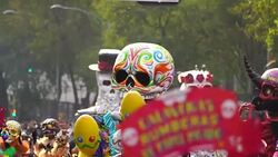 Parade of Day of the Dead in Mexico Stock Footage