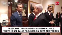 Trump Pulls Out Chair For Netanyahu; Rare Visuals From Inside White House Amid U.S-Israel Huddle News Clip