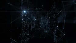 Abstract Network Grid Moving with Twinkling Lights Flying Through. Looped 3d Animation with Lines and DOF Blur. Digital Technology and Information Concept. Stock Footage
