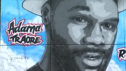 CLEAN : French police protest 'police violence' message on Traore/Floyd mural near Paris News Clip