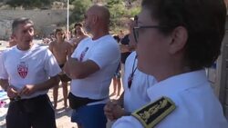 CLEAN : Marseille: riot police stationed in a cove to ensure safety and prevent incivility News Clip