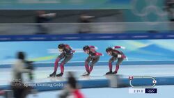 Canadian speed skaters win gold in team pursuit News Clip