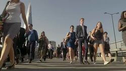 SLO MO Commuters going to work Stock Footage