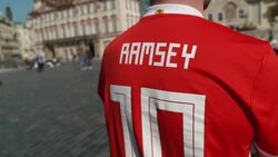 Wales fan wearing Aaron Ramsey shirt News Clip