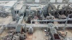 Aerial view of oil refinery plant Stock Footage