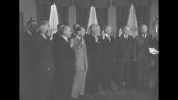Second Hoover Commission on Organization of the Executive Branch of Government is sworn in by Associate Justice Harold Burton News Clip