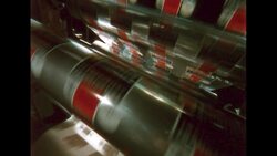 UNITED STATES 1960s: View of dials / Views on labels in printer. Stock Footage