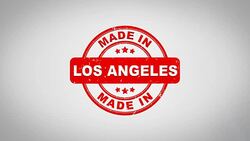 Made In LOS ANGELES Signed Stamping Text Wooden Stamp Animation. Red Ink on Clean White Paper Surface Background with Green matte Background Included. Stock Footage