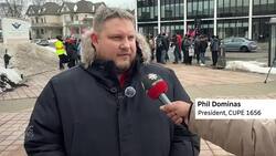 Striking workers picket outside Waterloo region headquarters News Clip