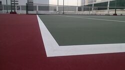 Tennis ball falling on court Stock Footage