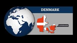Earth Sphere Map and Denmark Country Map with National Flag Stock Footage