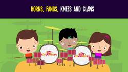 Horns Fangs Knees and Claws Song for Kids | Halloween Songs for Preschool | The Kiboomers Instructional Video
