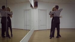 Man and a woman are dancing in the studio Stock Footage