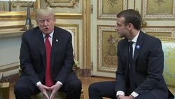 Presidents Trump and Macron comment ahead of talks at Elysee Palace Instructional Video