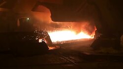Releasing of liquid metal from blast furnace Stock Footage