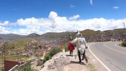 CLEAN : People dressed as Andean harlequins remind Peru residents to keep health measures News Clip