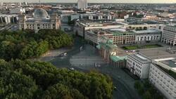 Berlin's Brandenburg Gate: Unity & Beauty Revealed by Drone Stock Footage
