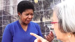 Senior women talking with neighbor Stock Footage