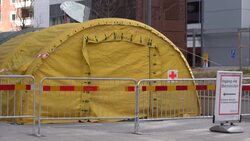 CLEAN : Tent outside Stockholm hospital to help deal with coronavirus cases News Clip