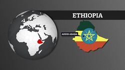 Earth Sphere Map and Ethiopia Country Map with National Flag Stock Footage