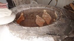 Tone or Torne or Turne for Baking a Georgian Shotis Puri or Shoti Bread. Stock Footage