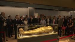 Egypt displays ancient gilded coffin retrieved from US News Clip