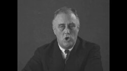During the Great Depression, President Franklin Roosevelt delivers his sixth fireside chat radio broadcast from Washington, DC News Clip