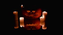 Pumpkin and candles. Halloween. Stock Footage