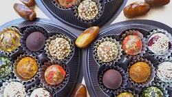 dried fruit , date fruit , date ball with cereal Stock Footage