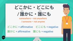 How to say somewhere nowhere, someone, or anyone in Japanese | どこかに・どこにも / 誰かに・誰にも Instructional Video