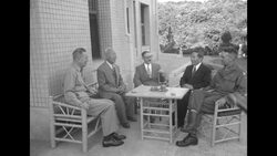 During Korean War, US Adm. Arthur Radford, Chairman of Joint Chiefs of Staff, meets with South Korean President Syngman Rhee in Seoul News Clip