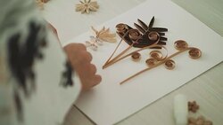 Artist hand making flower paper craft gift Stock Footage