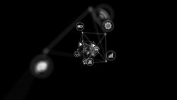 Changing White Icons Flowing in Abstract Space with Connected Lines with DOF Blur. Beautiful Looped 3d Animation. Digital Technology and Information Concept. Stock Footage