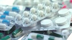 Pharmaceutical pills package. Medical drugs background. Health care Stock Footage