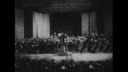 Australia, c.1951: An orchestra moves to the direction of the conductor's baton Stock Footage