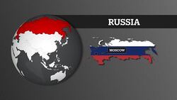 Earth Sphere Map and Russia Country Map with National Flag Stock Footage