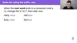Spelling words with the suffix -ous and -tious Instructional Video