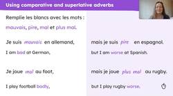 Forces et faiblesses au collège: comparative and superlative adverbs Instructional Video