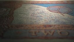 2 Indian Rupees Front 1983 Micro Displacement Close Up Macro Stock Footage