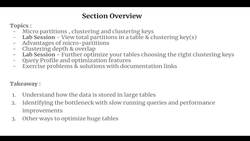 Snowflake - Build and Architect Data Pipelines Using AWS - Section Overview - Snowflake – Partitioning, Clustering, and Performance Optimization Instructional Video