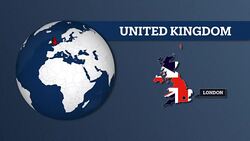 Earth Sphere Map and United Kingdom Country Map with National Flag Stock Footage