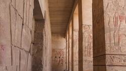 Egypt, Abydos - Temple of Sety I - Portico Stock Footage