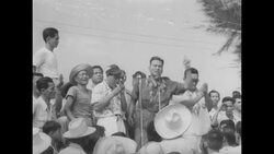 Ramon Magsaysay beats Elpidio Quirino in Filipino presidential election; speeches; voting; supporters News Clip