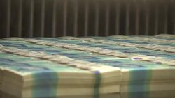 Polymer five pound banknotes being printed News Clip