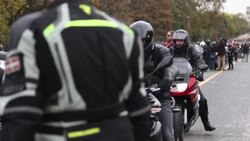 CLEAN : Motorcyclists demonstrate in Paris against vehicle safety inspections and paid parking News Clip