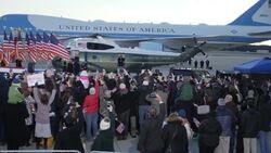 Crowds of people listen to Donald Trumps departing speech News Clip