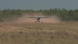 Small aircraft taking off. Editorial Use Only. Stock Footage