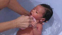 Baby getting a Bath Stock Footage